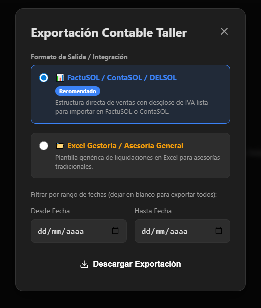 Exportación a Excel